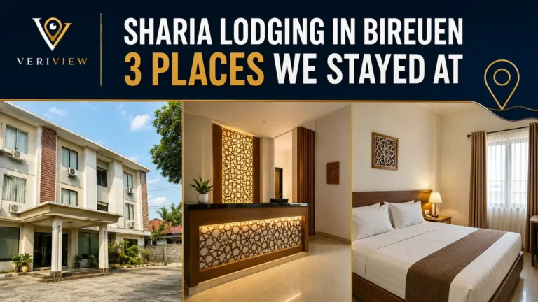 Tiga penginapan syariah di Bireuen: tampak depan hotel, area resepsionis, dan kamar tidur
